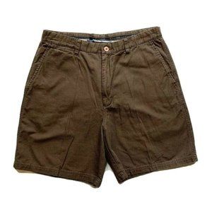 IZOD Advantage Chino Shorts Men 36x7.5 Relaxed Flat Front Twill Golf Beach Brown